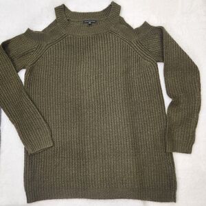 Staccato Off-Shoulder Knit Sweater in Olive